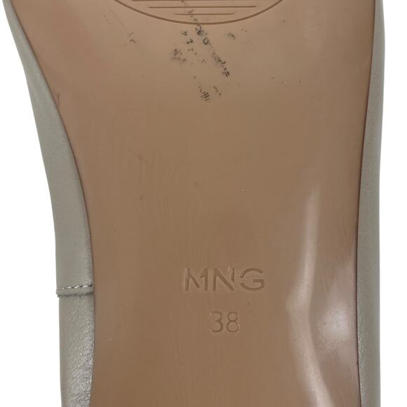 Mango MNG Leather Ballet Flats with Bow Detail Beige Size 38/US 7.5 - Picture 10 of 12